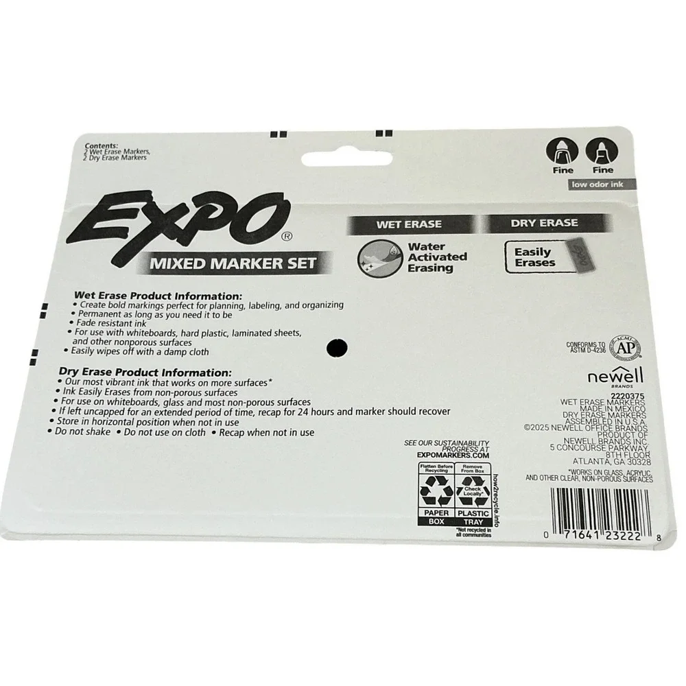 Lot of 3 Expo Mixed Marker Set 4ct Wet Erase‎ Dry Erase Fine Tip Green NEW
